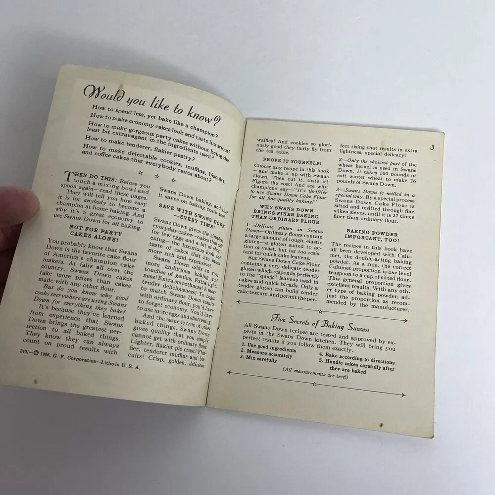 Swans Down Flour Bake Like A‎ Champion recipe booklet 1936